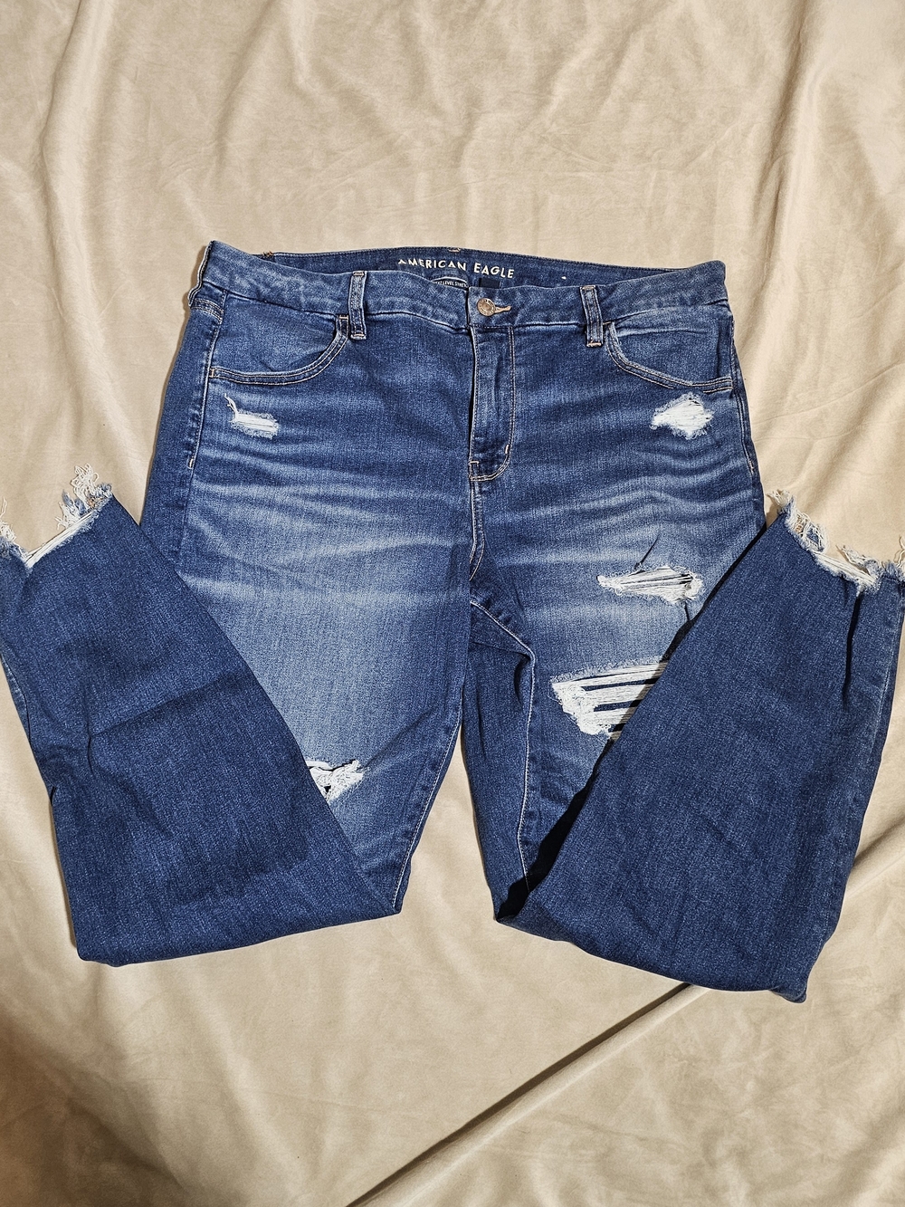 American Eagle Outfitters Dark Blue Distressed Skinny Jeans
